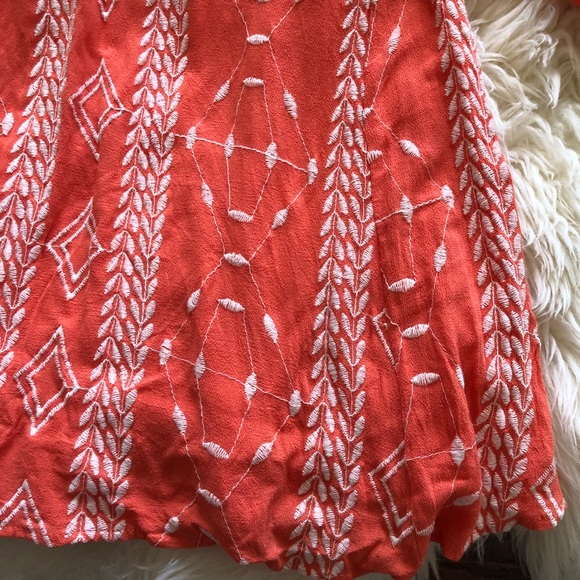Peach Love California Long Sleeve Coral Boho Embroidered Blouse S - Picture 4 of 7